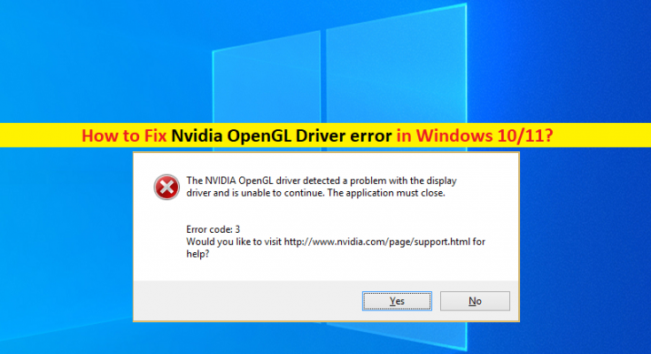 Nvidia opengl driver error code 7 как решить проблему