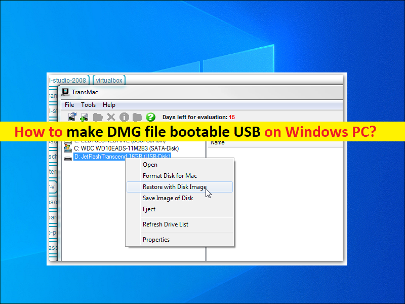 make bootable usb from dmg in windows